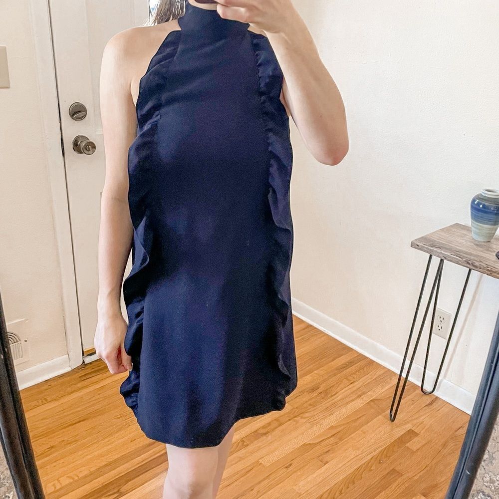 Ted Baker Torriya Ruffle Tunic Mini Dress Navy